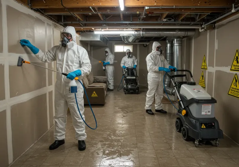 Basement Moisture Removal and Structural Drying process in Brownsboro, TX